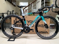 Xe đạp đua PINARELLO DOGMA F (F14) - Khung, vành Full Carbon, Full group Shimano 105 R7120 thắng đĩa dầu. Màu Bạc phối Xanh/Đen