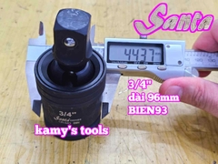 Đầu tuýp nối lắc léo đen gật gù xoay 360 độ 3/4 inch Santa BIEN93 dài 44x96mm