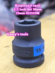 Đầu tuýp đen 1/2 inch Kingtony dài 38mm 6 cạnh 14mm 15mm 16mm 17mm 18mm 453514M 453515M 453516M 453517M 453518M