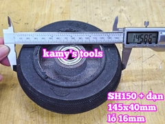 Bánh xe cao su đặc Sanho 150mm kèm bạc đạn 6003RS lỗ 16mm 145x40mm Kamytools