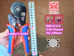 Kìm bấm cos pin tròn rỗng lục giác 0.08-16mm2 dài 200mm GKGJ HSC10 16-6