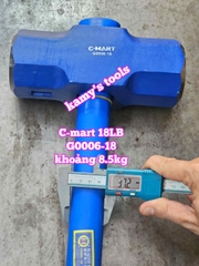 Búa tạ thép đầu lục giác cán cao su C-mart 18LB G0006-18 dài khoảng 900mm