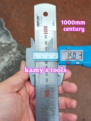 LU-TLA1000mm Thước lá inox 1m 1 mét 100cm 1000mm bản 35mm hệ inch và mét Century