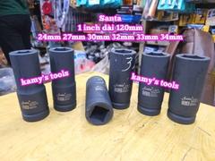 Đầu tuýp 1 inch đen dài 120mm lục giác Santa thép Cr-mo 24mm 27mm 30mm 32mm 33mm 34mm IMX327 IMX330 IMX332 IMX333 IMX334