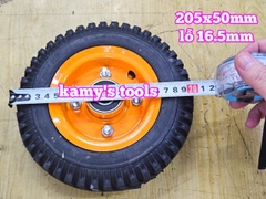 Bánh xe cao su đặc 205mm dày 50mm kèm bạc đạn lỗ 16mm 205x50mm Kamytools