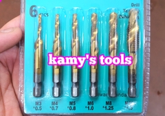 Bộ 6 mũi khoan Taro M3-M10 thép inox HSS phủ Titanium tạo lỗ ren bắt vít, ta rô model TAP-6S Solar Wind và inox LRT