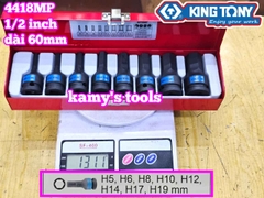 Bộ tuýp lú đầu lục giác 1/2 inch 8 chi tiết Kingtony 4418MP H5 H6 H8 H10 H12 H14 H17 H19