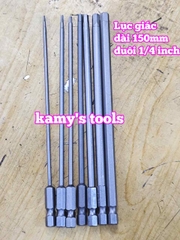 Mũi bắn siết vít lục giác 6 cạnh đuôi lục giác 1/4 inch dài 150mm thép S2 H1.5 H2 H2.5 H3 H4 H5 H6