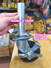 Bánh xe giàn giáo có khóa bánh cao su đặc 5 inch 125mm xoay 360 độ