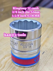 Đầu tuýp trắng 3/4 inch Kingtony 12 cạnh 1” 1-1/16” 1-1/8” 1-3/16” 1-1/4” inch 633032S 633034S 633036S 633038S 633040S