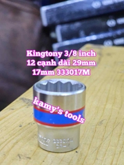 Đầu tuýp trắng 12 cạnh 3/8 inch dài 27mm Kingtony 16mm 17mm 18mm 19mm 20mm 333016M 333017M 333018M 333019M 333020M