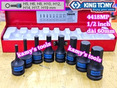 Bộ tuýp lú đầu lục giác 1/2 inch 8 chi tiết Kingtony 4418MP H5 H6 H8 H10 H12 H14 H17 H19