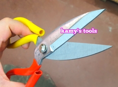 Kéo thợ, kéo rèn, kéo làm nghề, cắt vải, da, simili, nhựa dẻo, cắt thực phẩm đa năng dài 215mm cán vàng đỏ