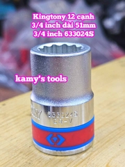 Đầu tuýp trắng 3/4 inch Kingtony 12 cạnh 11/16, 3/4, 13/16, 7/8, 15/16, inch 633022S 633024S 633026S 633028S 633030S