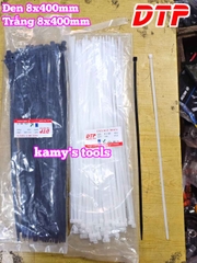 Dây rút dây thít nhựa màu đen trắng 8x400mm DTP-B50400 DTP-W50400 (1 bịch/100 sợi)