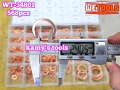 Hộp ron oring đồng gioăng đồng long đền thau 568 chi tiết 30 kích cỡ Wetools WT-34801 Impa code 813080