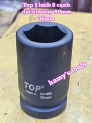 Đầu tuýp khẩu 1 inch đen dài 90mm TOP 6 cạnh 34mm 36mm 38mm 41mm 240625-34 240625-36 240625-38 240625-41