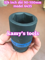 Đầu tuýp đầu khẩu đen dài lục giác dài 90mm Kingtony lỗ 3/4 inch 33mm 34mm 35mm 643533M, 643534M, 643535M