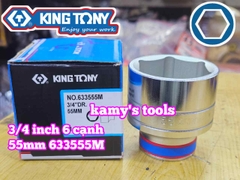 Đầu tuýp 3/4 inch 6 cạnh trắng Kingtony 52mm 55mm 60mm 63mm 70mm 633552M 633555M 633560M 633563M 633570M