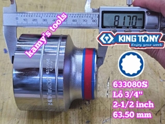 Đầu tuýp hệ inch 12 cạnh 3/4 inch Kingtony cỡ 2-1/2 inch tương đương 63mm 633080S