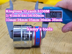Tuýp 3/4 inch bông 12 cạnh trắng ngắn Kingtony 33mm 34mm 35mm 36mm 38mm 633033M 633034M 633035M 633036M 633038M
