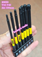 Mũi vít bông sao hoa thị đuôi lục giác 1/4 inch SNZO dài 100mm 7 chi tiết T10-T40 thép đen S2 SH-10007