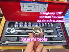 Bộ tuýp khẩu 3/8 inch 12 cạnh 6-22mm 22 chi tiết Kingtony 3023MR