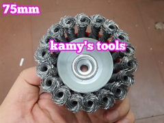 Chén cước hay chổi cước thép xoắn 75mm 3 inch tán M10x1.5 và M14x2.0