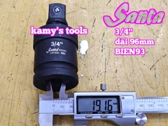 Đầu tuýp nối lắc léo đen gật gù xoay 360 độ 3/4 inch Santa BIEN93 dài 44x96mm