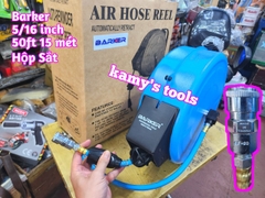 Cuộn ống dây hơi treo tự rút hộp sắt Barker áp suất 9m và 15m HR-830A