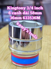 Đầu tuýp khẩu 3/4 inch 6 cạnh trắng Kingtony 33mm 34mm 35mm 36mm 38mm 633533M 633534M 633535M 633536M 633538M