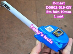 Thước cuộn 5m bản 19mm 1 mặt C-Mart model D0002-519-GY, thước kéo 5m mét, thước rút 5 mét