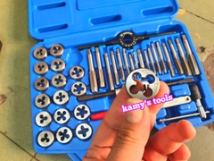 bộ taro bàn ren hệ mét 39 chi tiết kingtony model 12939MQ1 ren trong ren ngoài, bộ ta rô