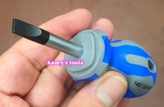 Tua vít dẹp lùn cán cao su Kingtony 6.5mm dài 38mm model 14226514