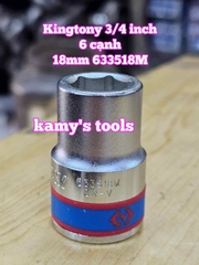 Đầu tuýp khẩu 3/4 inch 6 cạnh trắng Kingtony 17mm 18mm 19mm 20mm 21mm 633517M 633518M 633519M 633520M 633521M