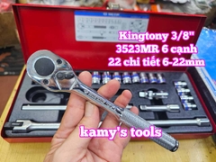 Bộ tuýp khẩu 3/8 inch 6 cạnh 6-22mm 22 chi tiết Kingtony 3523MR