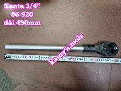 3/4 inch Cần tuýp siết tự động đảo chiều Santa 24 răng đầu vuông đen dài 500mm 86-920