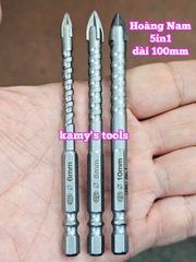 Mũi khoan đa năng bê tông sắt thép inox gỗ đá hoa cương dài 100mm Hoàng Nam 6mm 8mm 10mm