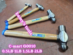 Búa đầu bi tròn thép cán gỗ 250g 500g 750g 1kg C-mart G0010-0.5 G0010-1 G0010-1.5 G0010-2