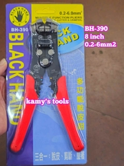 Kìm tuốt dây điện bấm cos đa năng Black Hand BH-390 dài 8 inch bấm tuốt dây 0.5-6mm2