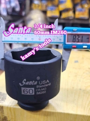 Đầu tuýp 3/4 inch thép đen 6 cạnh Cr-mo Santa 60mm 65mm 70mm IM260 IM265 IM270
