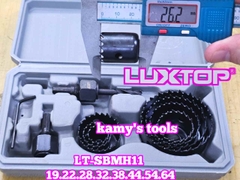 Bộ mũi khoét lỗ gỗ thạch cao 11 chi tiết LT-SBMH11 Luxtop 19mm 22mm 28mm 32mm 38mm 44mm 54mm 64mm