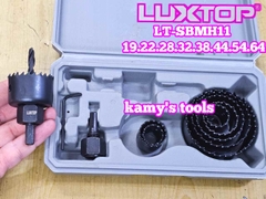 Bộ mũi khoét lỗ gỗ thạch cao 11 chi tiết LT-SBMH11 Luxtop 19mm 22mm 28mm 32mm 38mm 44mm 54mm 64mm