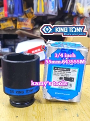Đầu tuýp đen 6 cạnh Kingtony 3/4 inch 42mm 46mm 50mm 55mm 643542M 643546M 643550M 643555M