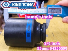 Đầu tuýp đen 6 cạnh Kingtony 3/4 inch 42mm 46mm 50mm 55mm 643542M 643546M 643550M 643555M
