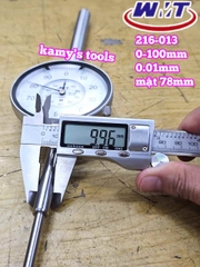 Đồng hồ so 0-100mm sai số 0.01mm WMT model 216-013 mặt 78mm thân thép cao cấp nặng 512g