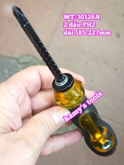 Tua vít 2 đầu điều chỉnh dài ngắn 6mm PH2 dài 185-227mm Wetools WT-30126A