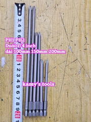 Mũi bắn siết vít bake 4 cạnh 5mm PH1 6mm PH2 dài 100mm 150mm 200mm Wetools