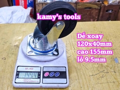 Combo đế càng và bánh xe cao su đặc Sanho XOAY 120mm dày 40mm 120x40mm Kamytools