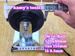 Combo đế càng và bánh xe cao su đặc Sanho CỐ ĐỊNH 120mm dày 40mm 120x40mm Kamytools